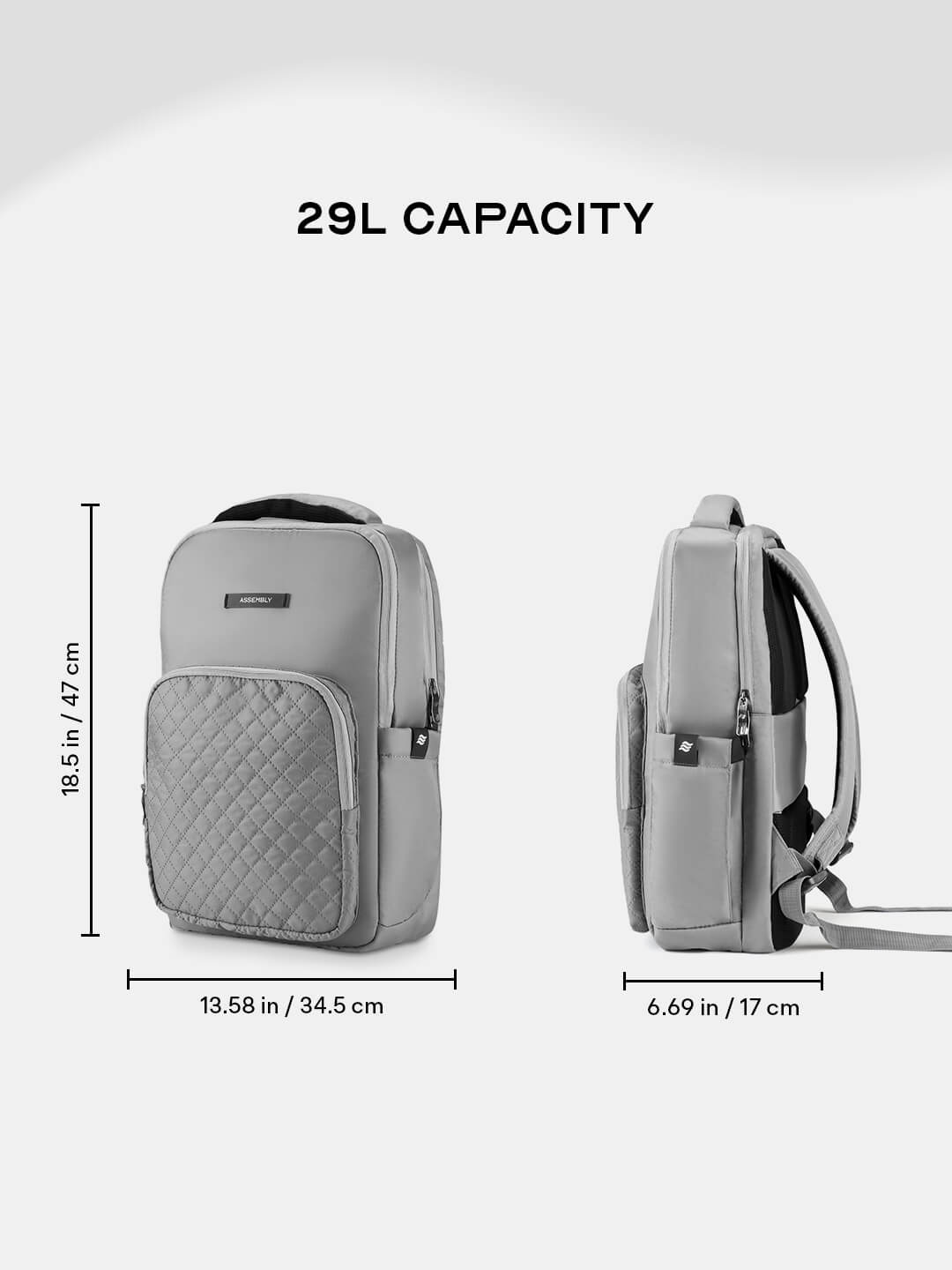 Pixel Laptop Backpack | Grey | Everyday Travel Bag for Work & College