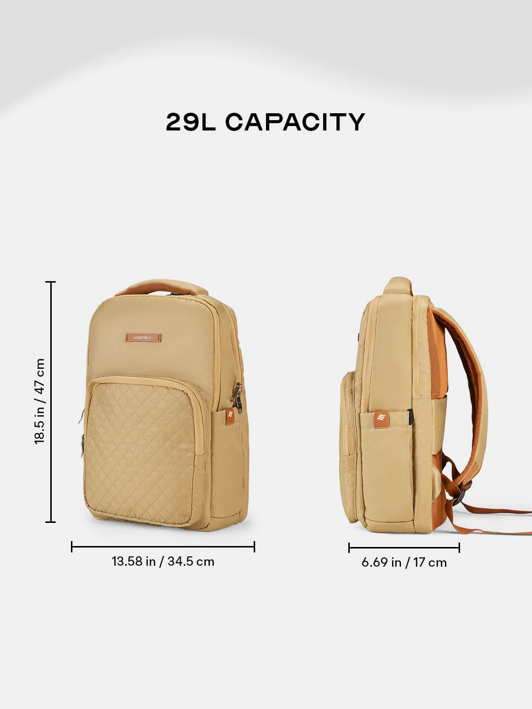 Pixel Laptop Backpack | Beige | Everyday Travel Bag for Work & College