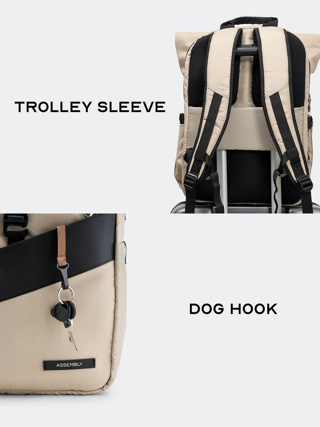 Oblique Laptop Backpack | Beige | 15.6" Travel & Work Pack