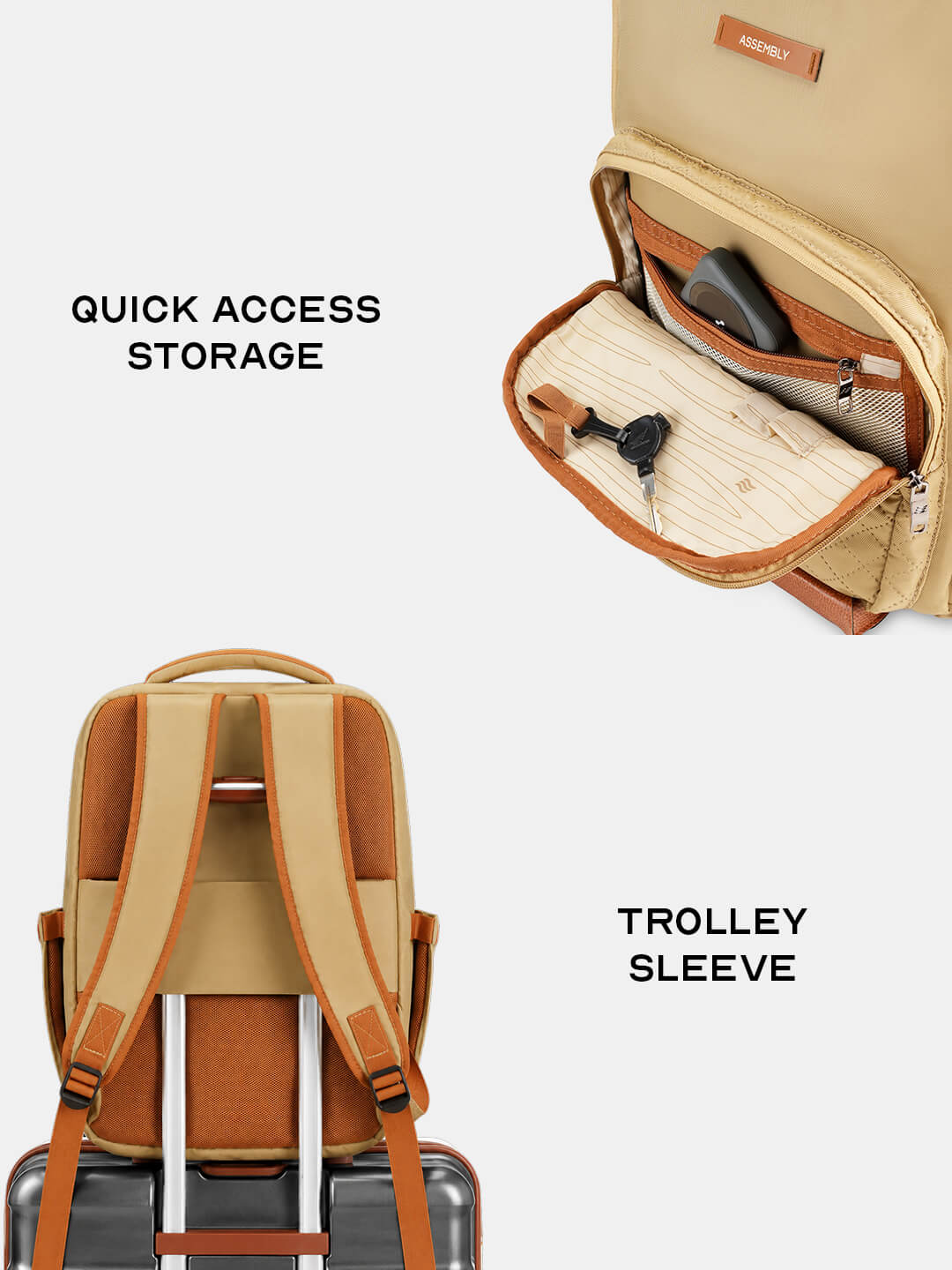 Pixel Laptop Backpack | Beige | Everyday Travel Bag for Work & College