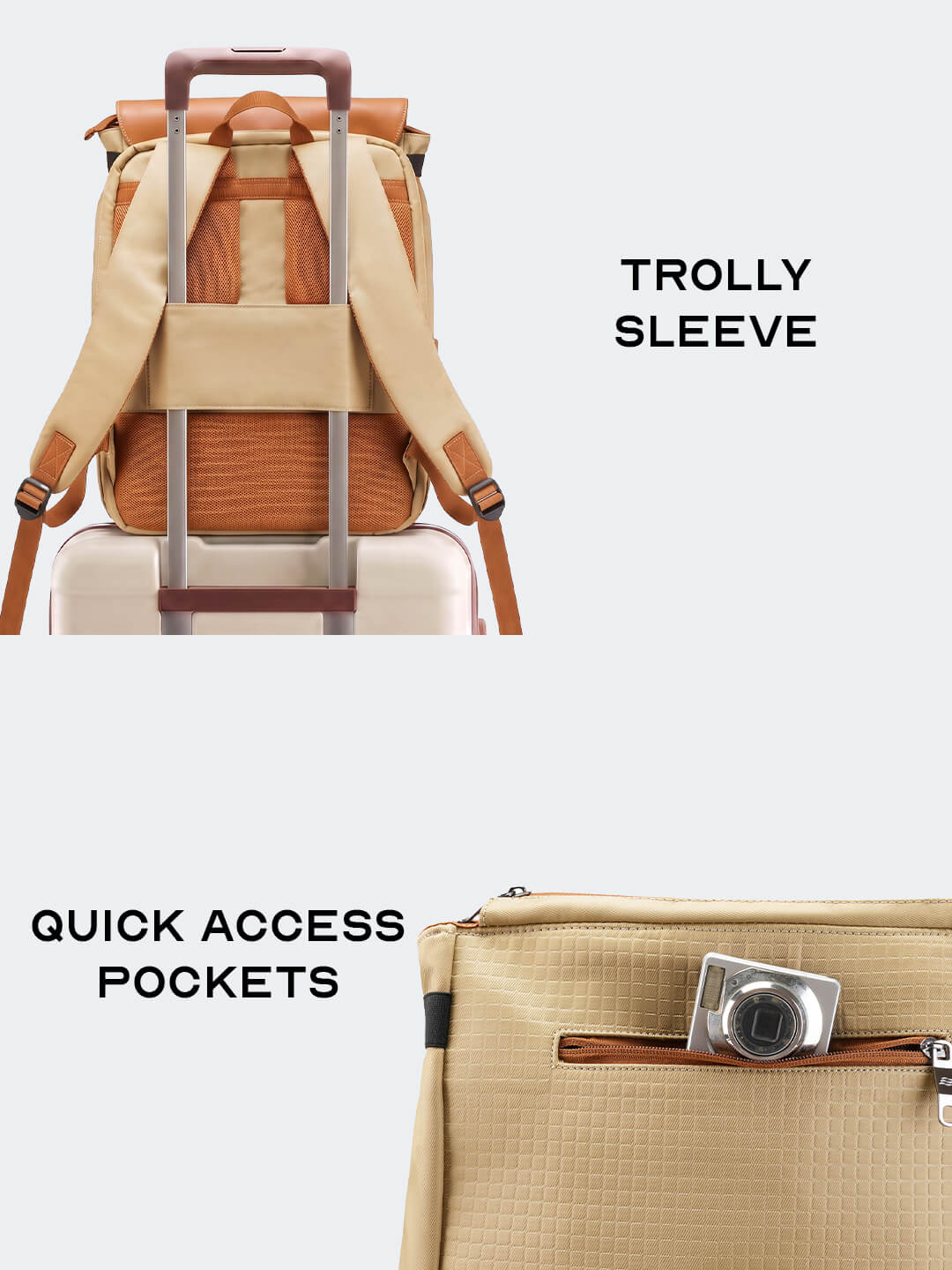 Arto Laptop Backpack | Beige | Work, Commute & Business Travel Bag