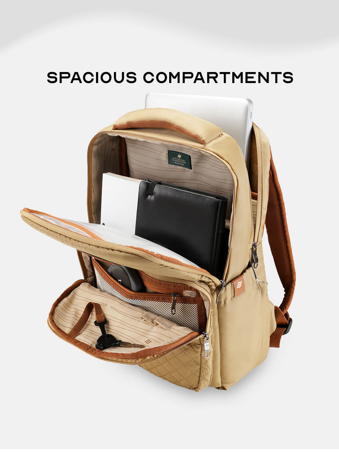 Pixel Laptop Backpack | Beige | Everyday Travel Bag for Work & College
