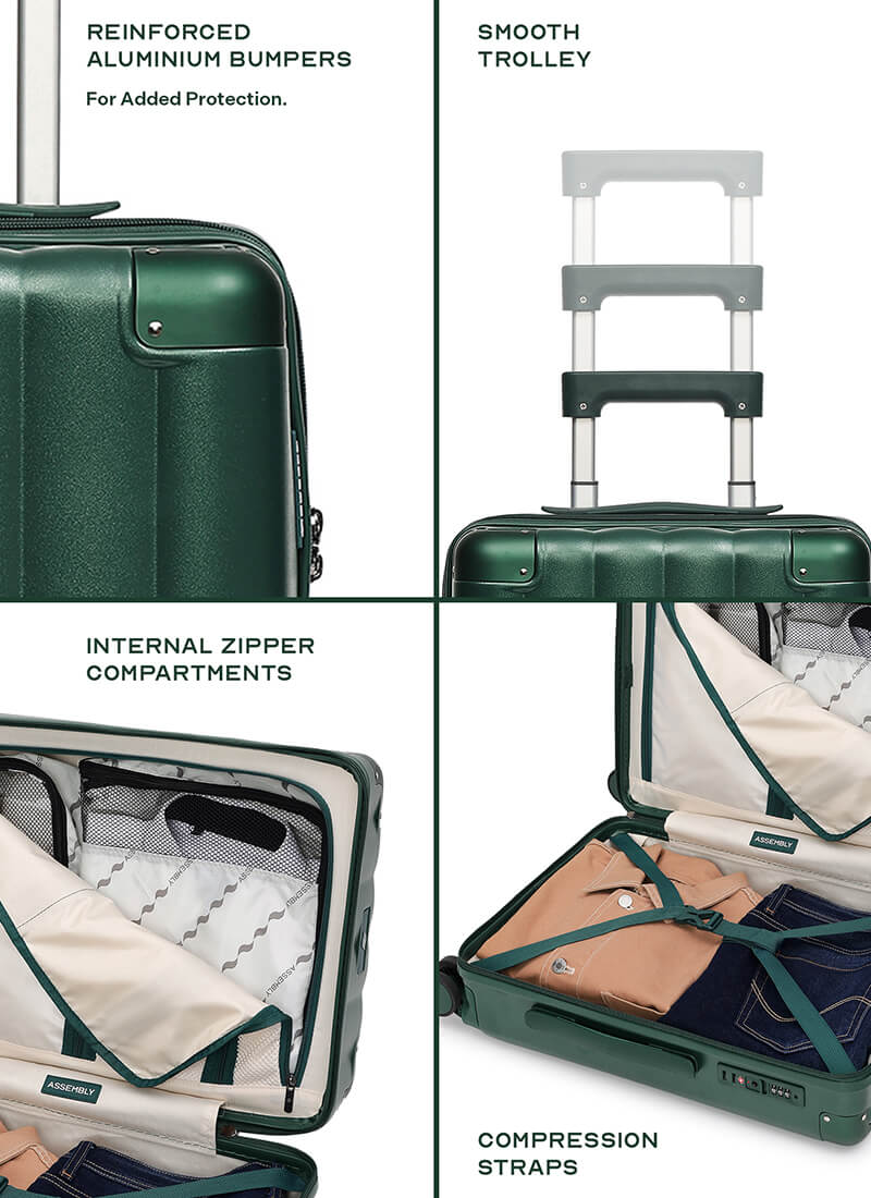 Iris Combo | Green | Cabin+Medium Hard Luggage