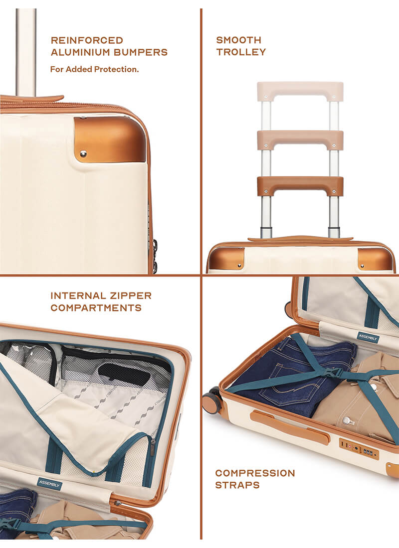 Iris Combo | Beige | Set of 3 Hard Luggage