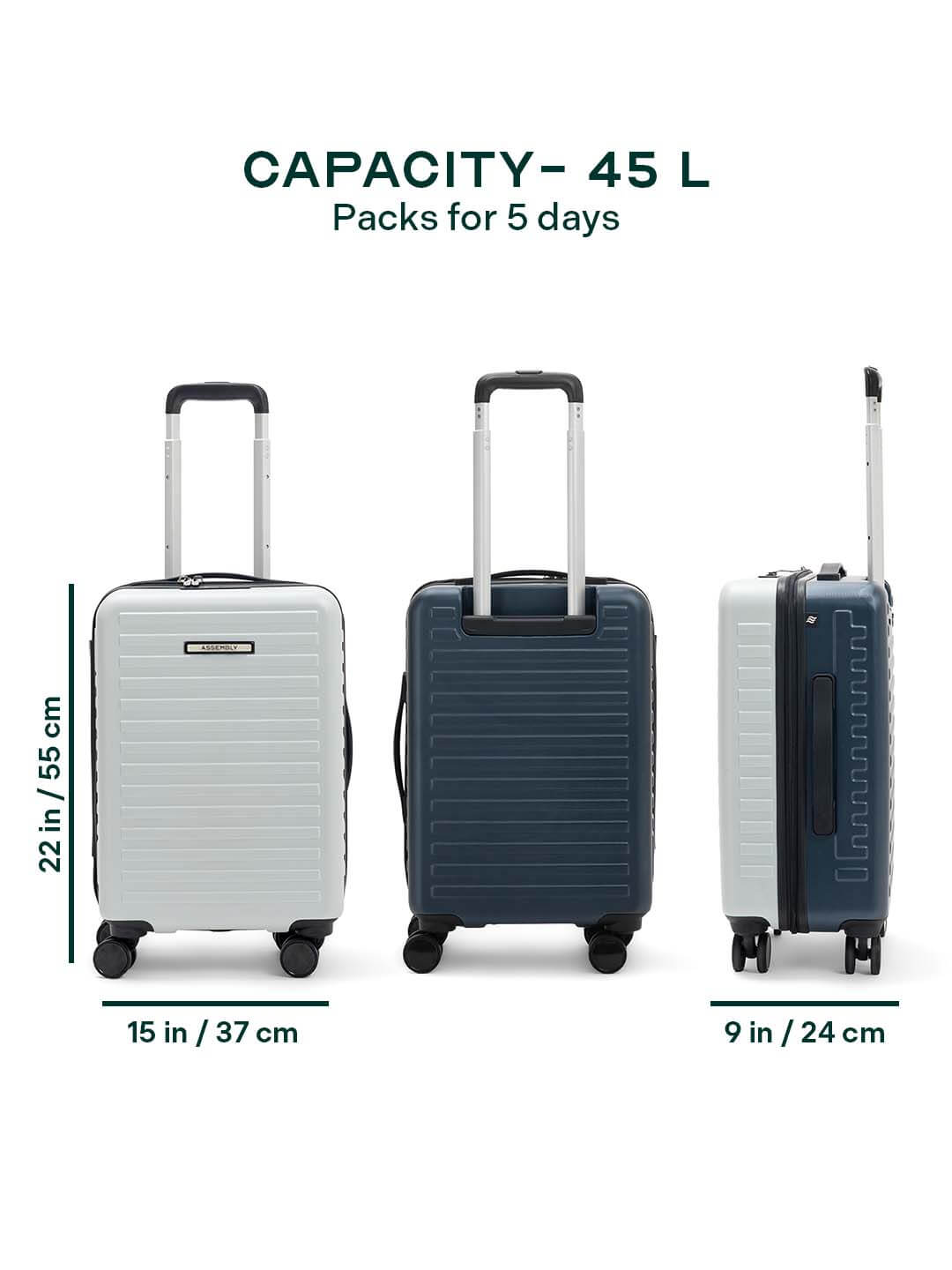 Two Tone | White-Blue | Cabin Hard Luggage