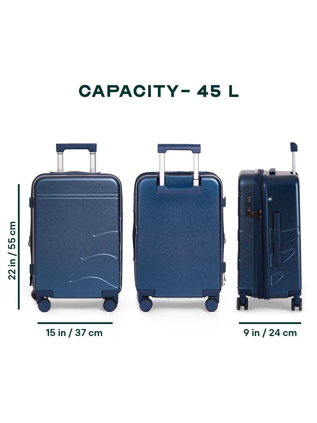 Flowe | Navy Blue | Cabin Hard Luggage
