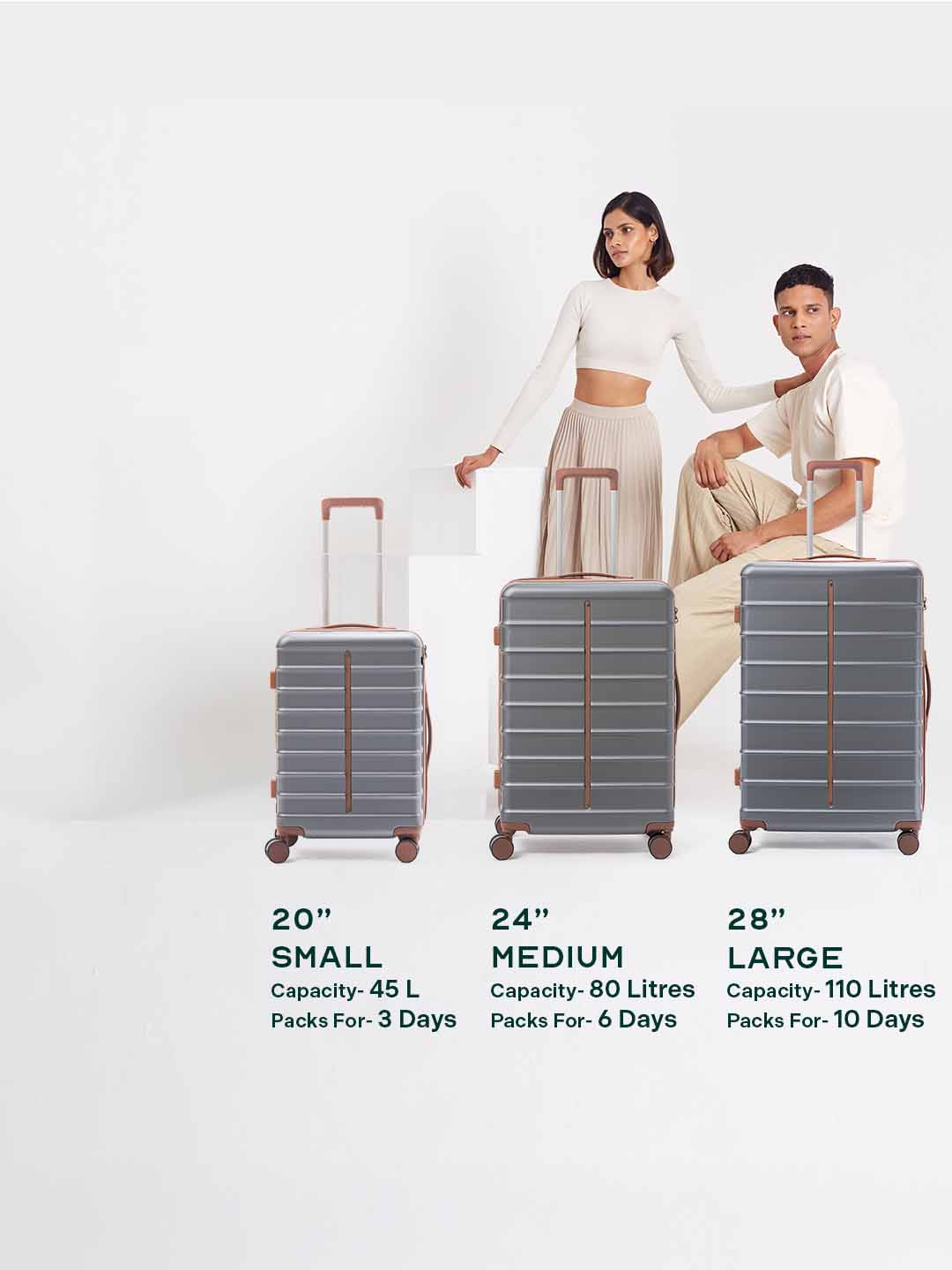 Odyssey Combo | Grey | Set of 3 Hard Luggage