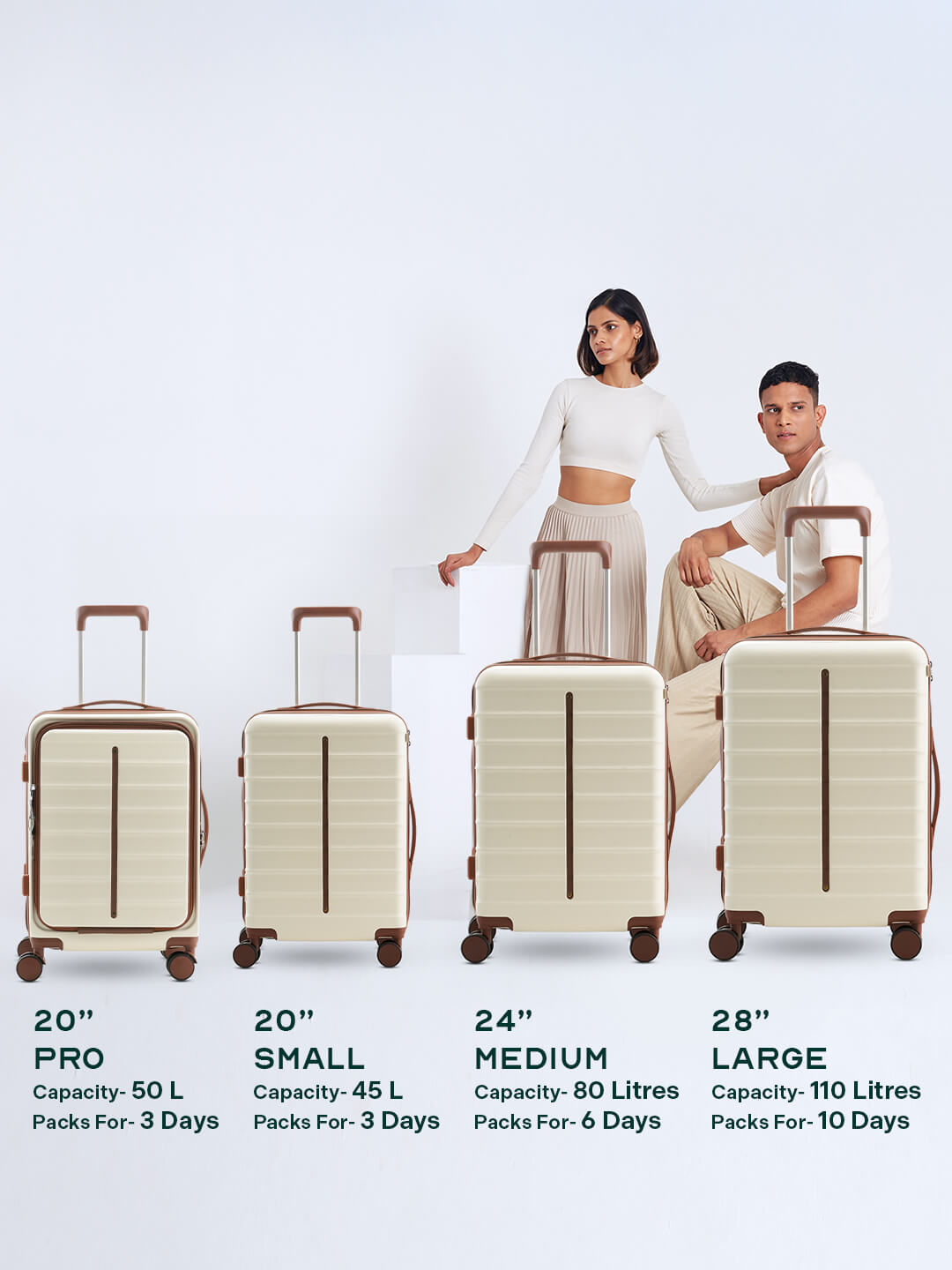 Odyssey Combo | Sand | Set of 3 Hard Luggage