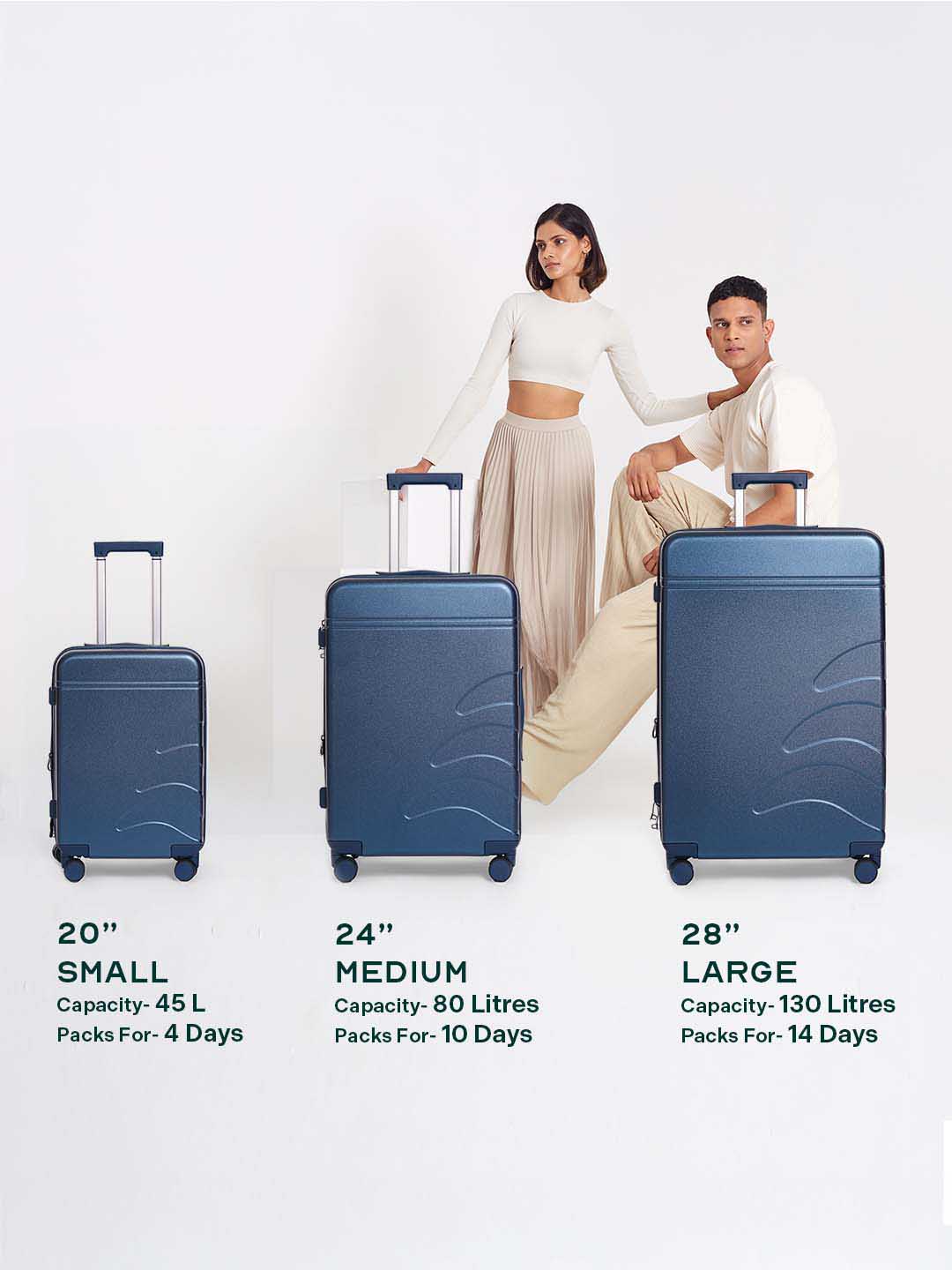 Flowe | Navy Blue | Cabin Hard Luggage