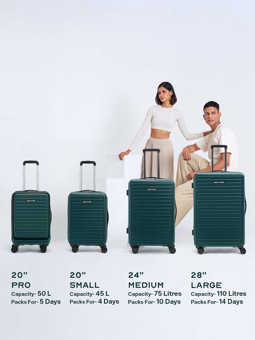 Stark Combo | Green | Cabin+Medium Hard Luggage