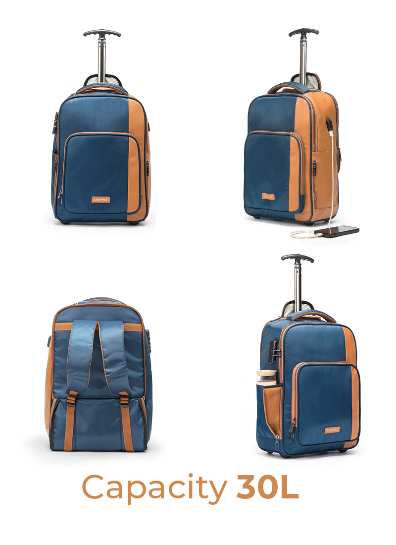 Backpacker Combo | Blue | Trolley Backpack+TechKit+Packing Cube