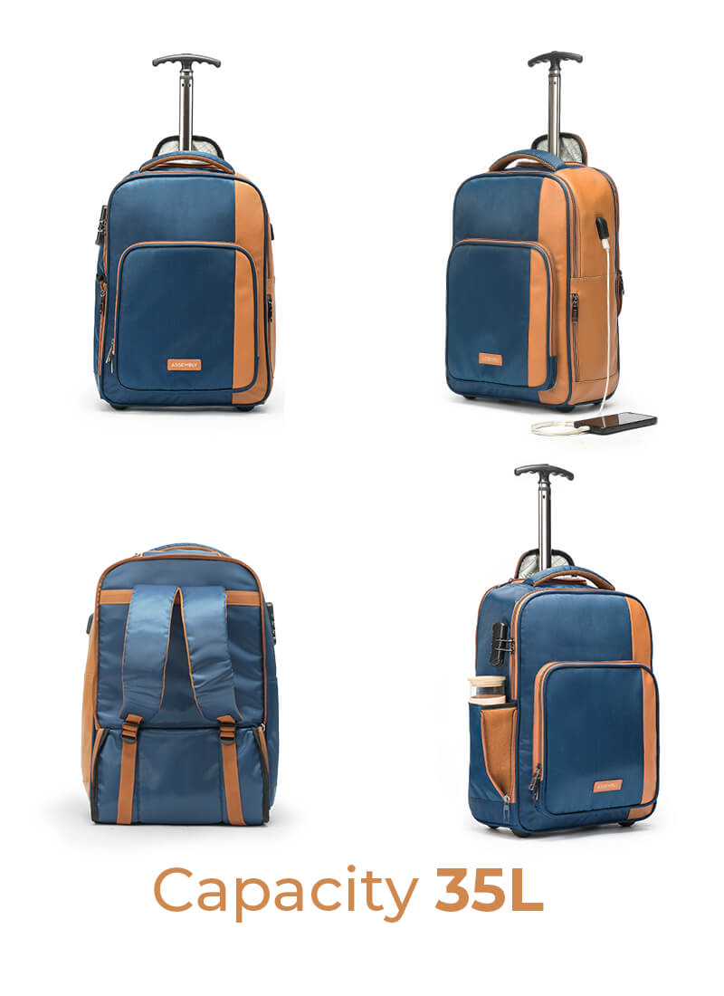 Backpacker Combo | Blue | Trolley Backpack+TechKit+Packing Cube