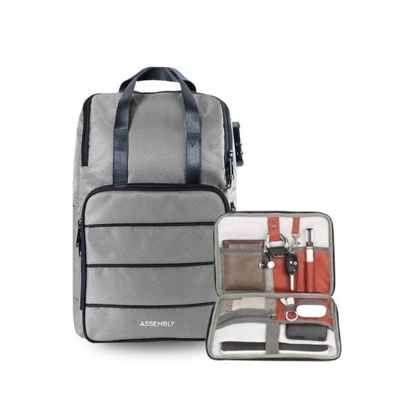 Unisex Laptop Backpack & Tech Kit Combo Grey