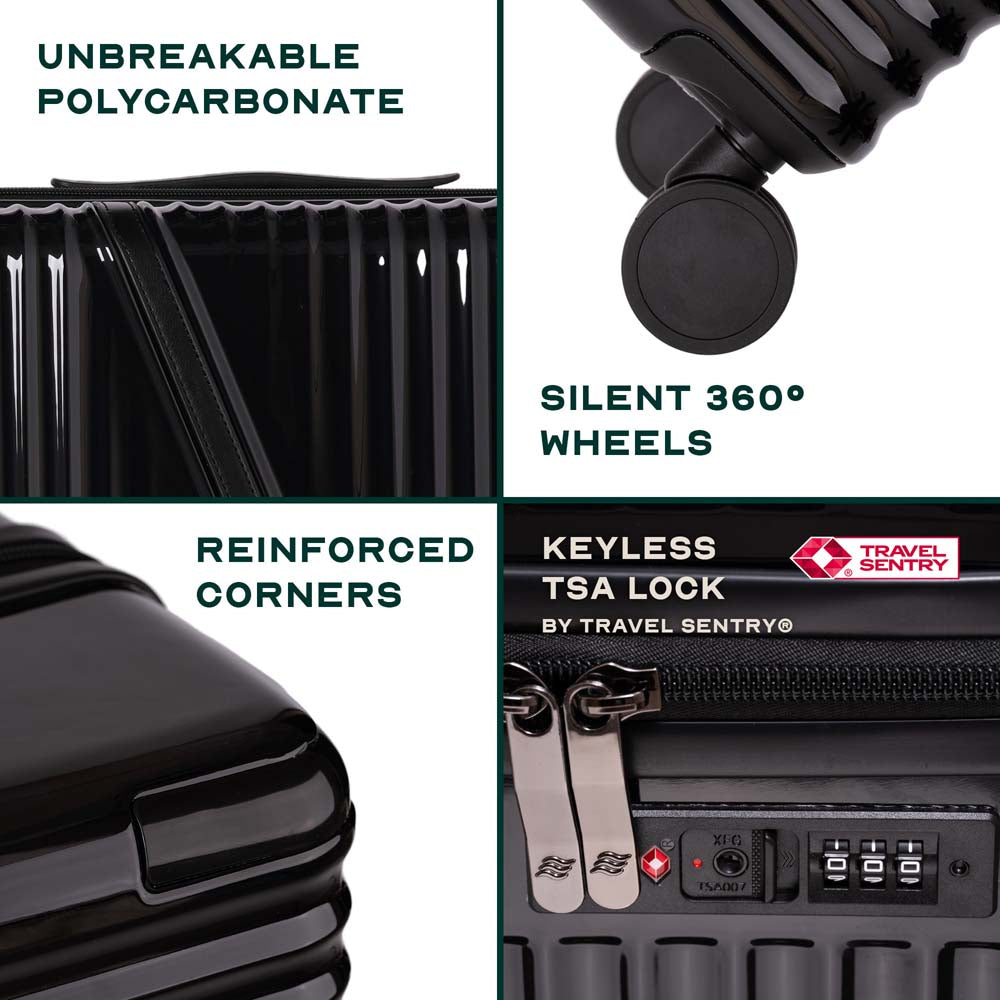 Oblique Combo | Black | Set of 3 Hard Luggage
