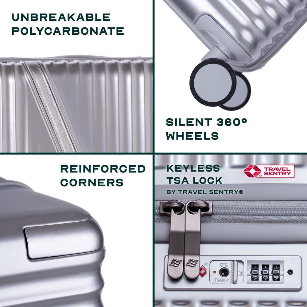 Oblique Combo | Silver | Set of 3 Hard Luggage