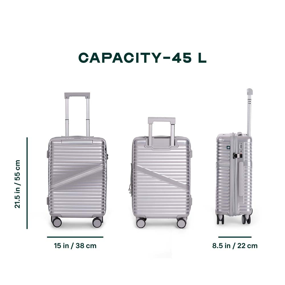 Oblique | Silver | Cabin Hard Luggage
