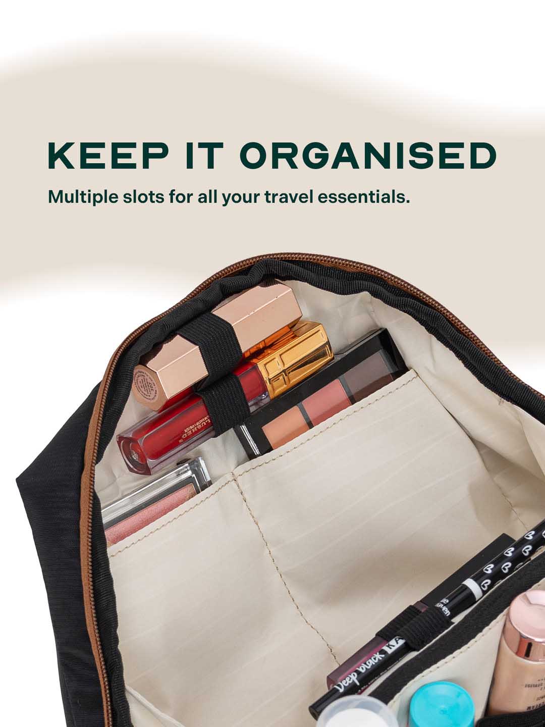 Odyssey Vanity Case | Black | Compact Travel Organiser For Long Or Short Trips