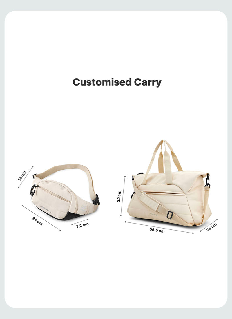 Float Duffle & Fanny Combo | Cream | Premium Duffle & Crossbody Bag