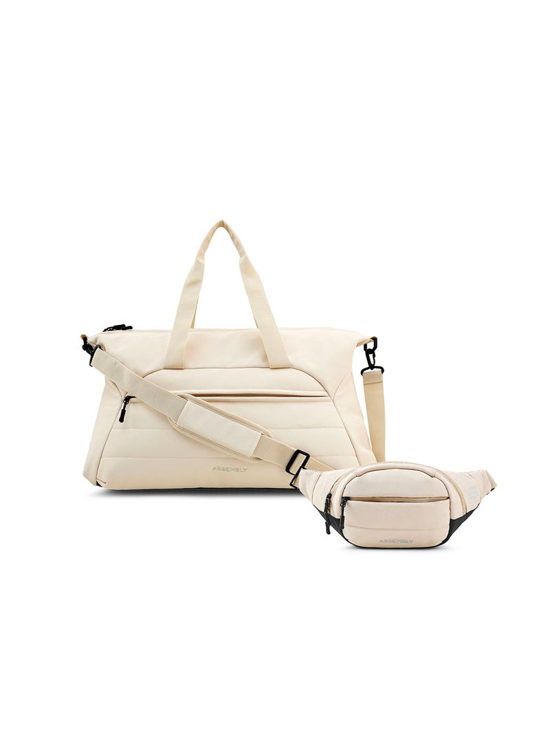 Float Duffle & Fanny Combo | Cream | Premium Duffle & Crossbody Bag