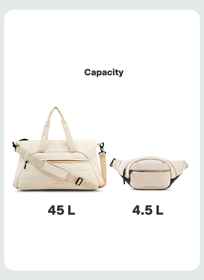 Float Duffle & Fanny Combo | Cream | Premium Duffle & Crossbody Bag