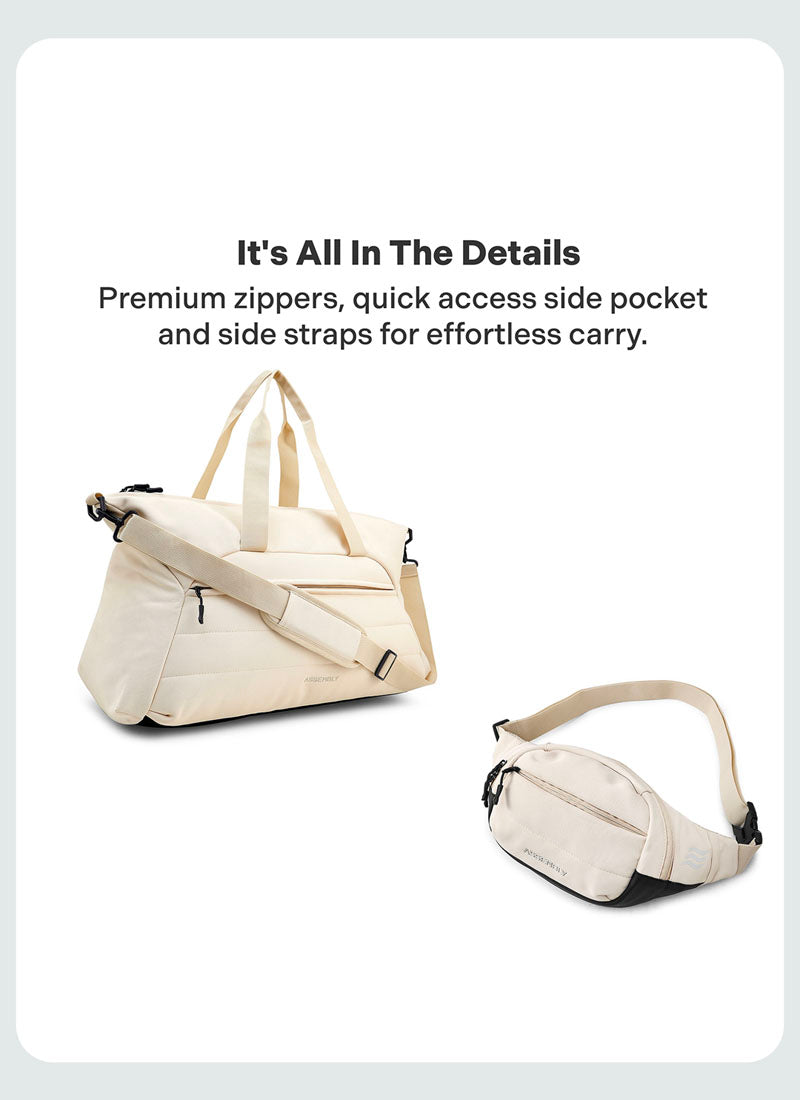 Float Duffle & Fanny Combo | Cream | Premium Duffle & Crossbody Bag