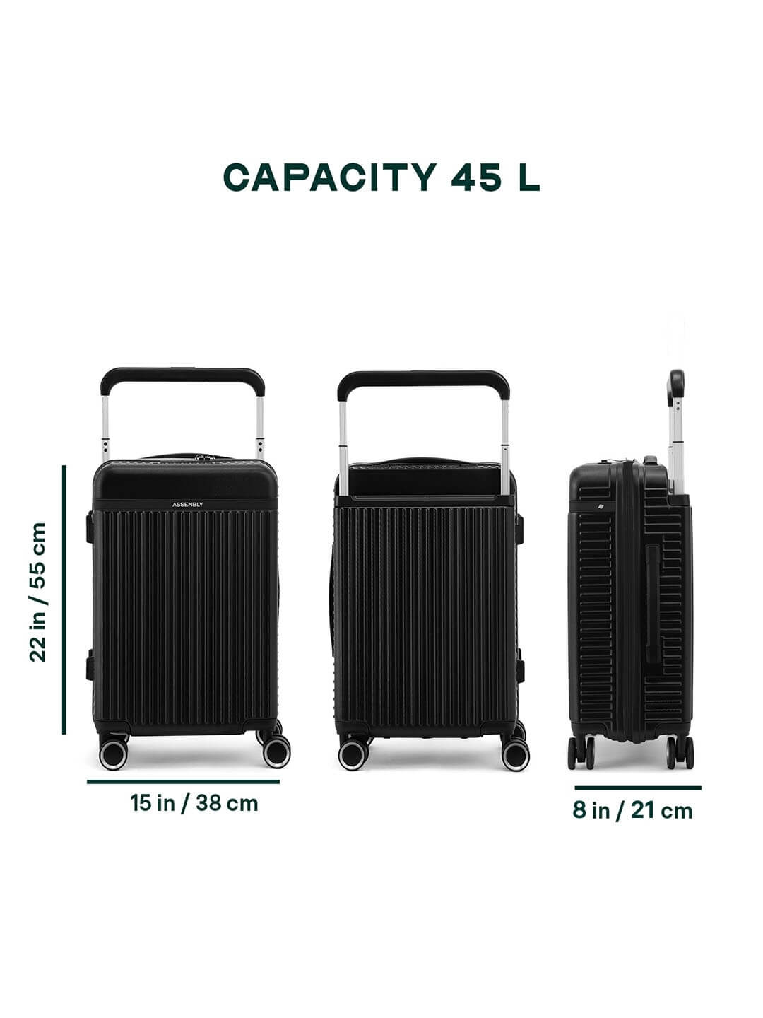 Rover | Black | Cabin Hard Luggage