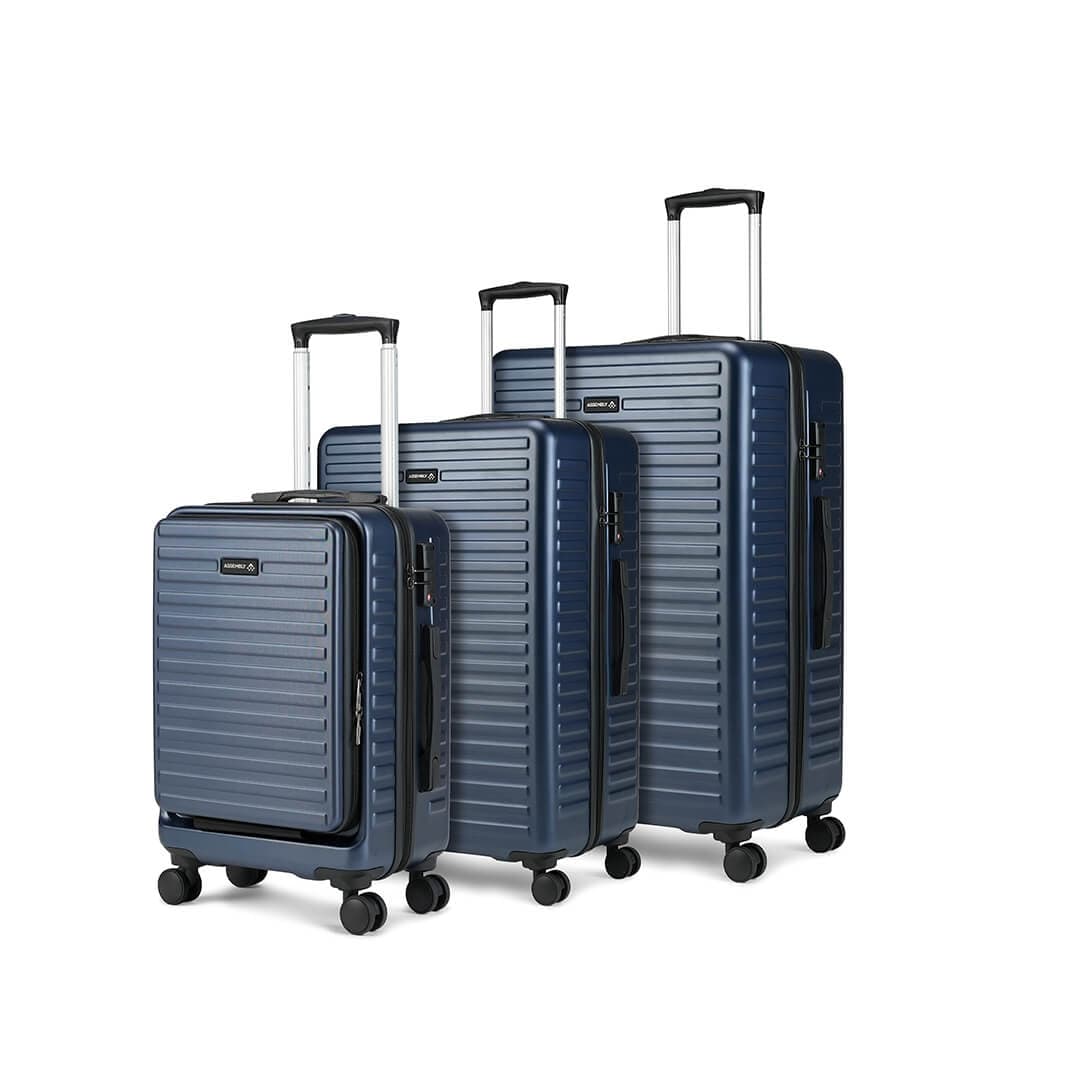 Stylish Set of 3 Soft Blue Euro Suitcases