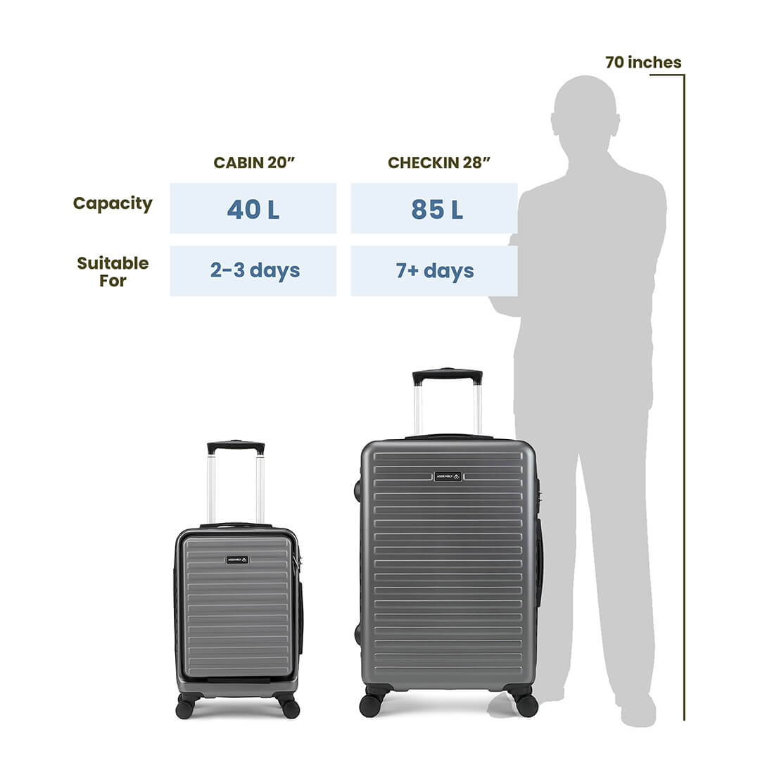 Unisex Stark | Hardside Luggage Combo Set Grey (20"+28")