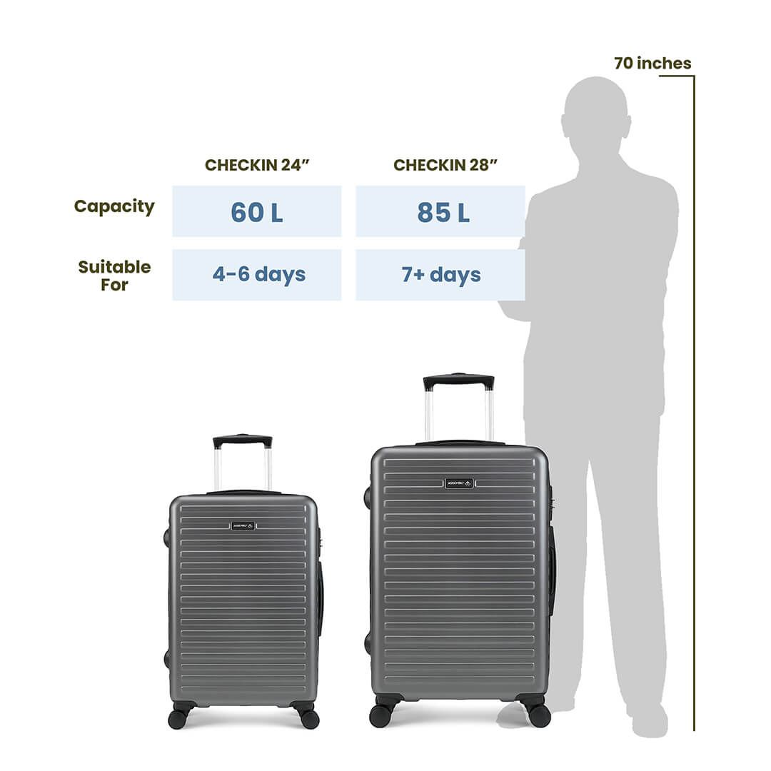 Unisex Stark | Hardside Luggage Combo Set Grey - (24"+28")