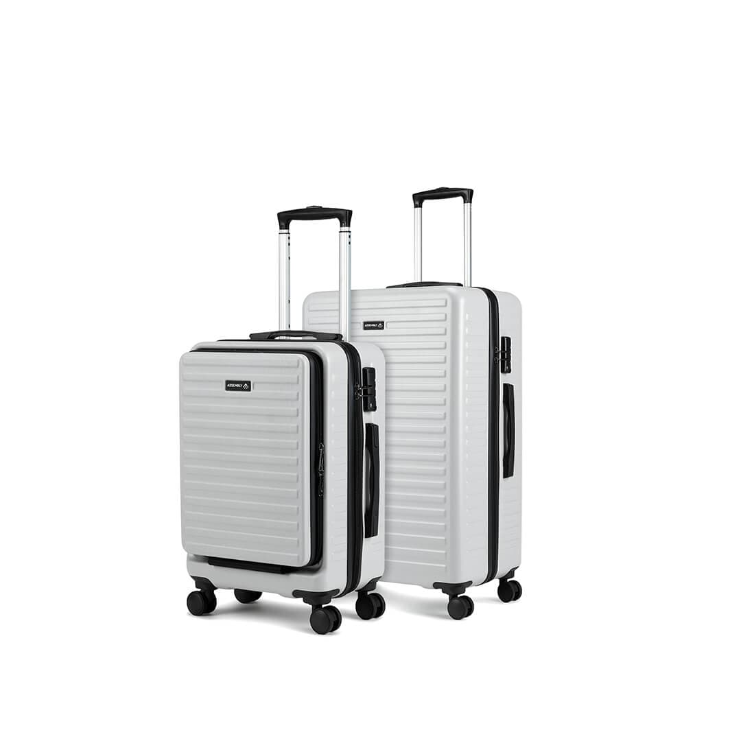 Stark Combo Blue-White | Cabin Hard Luggage Trolley (20 inch) with Hard Shell Backpack