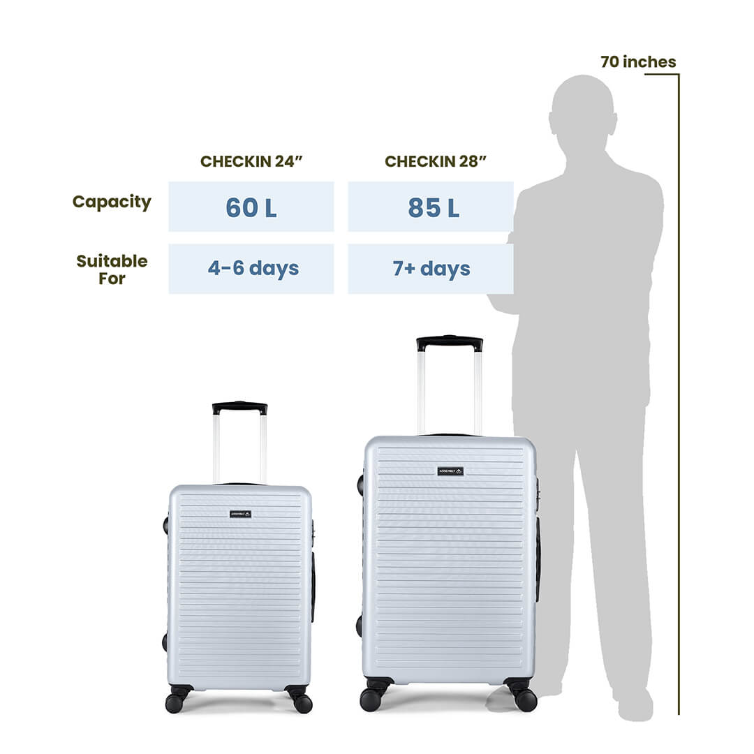 Unisex Stark | Hardside Luggage Combo Set Silver - (24"+28")