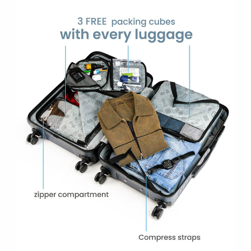 Unisex Starklite Blue White Dual Tone Hard-Sided Cabin Luggage 20 Inches