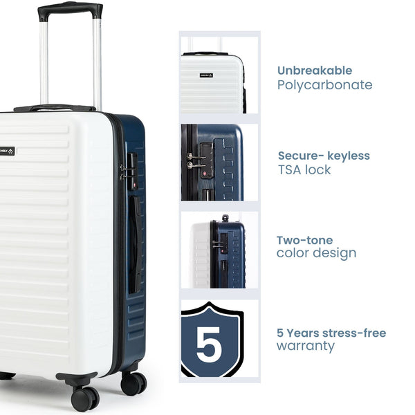 Unisex Starklite Blue White Dual Tone Hard-Sided Checkin Luggage 28 Inches