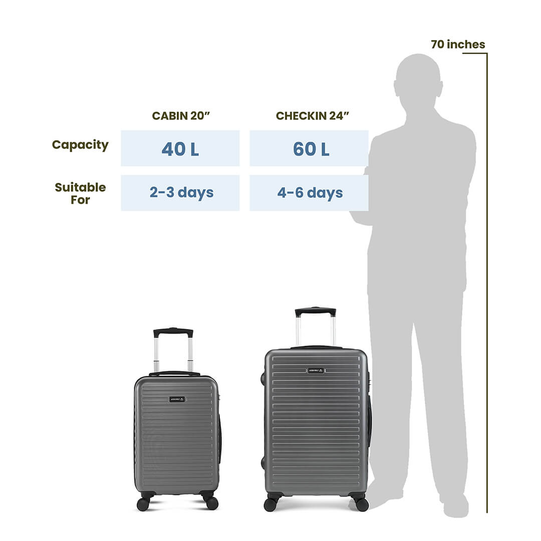 Unisex Starklite | Hardside Luggage Combo Set Grey - (20"+24")