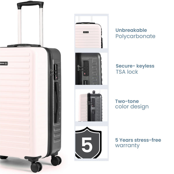 Unisex Starklite Ivory Grey Dual Tone Hard-Sided Luggage (20" + 24" + 28")