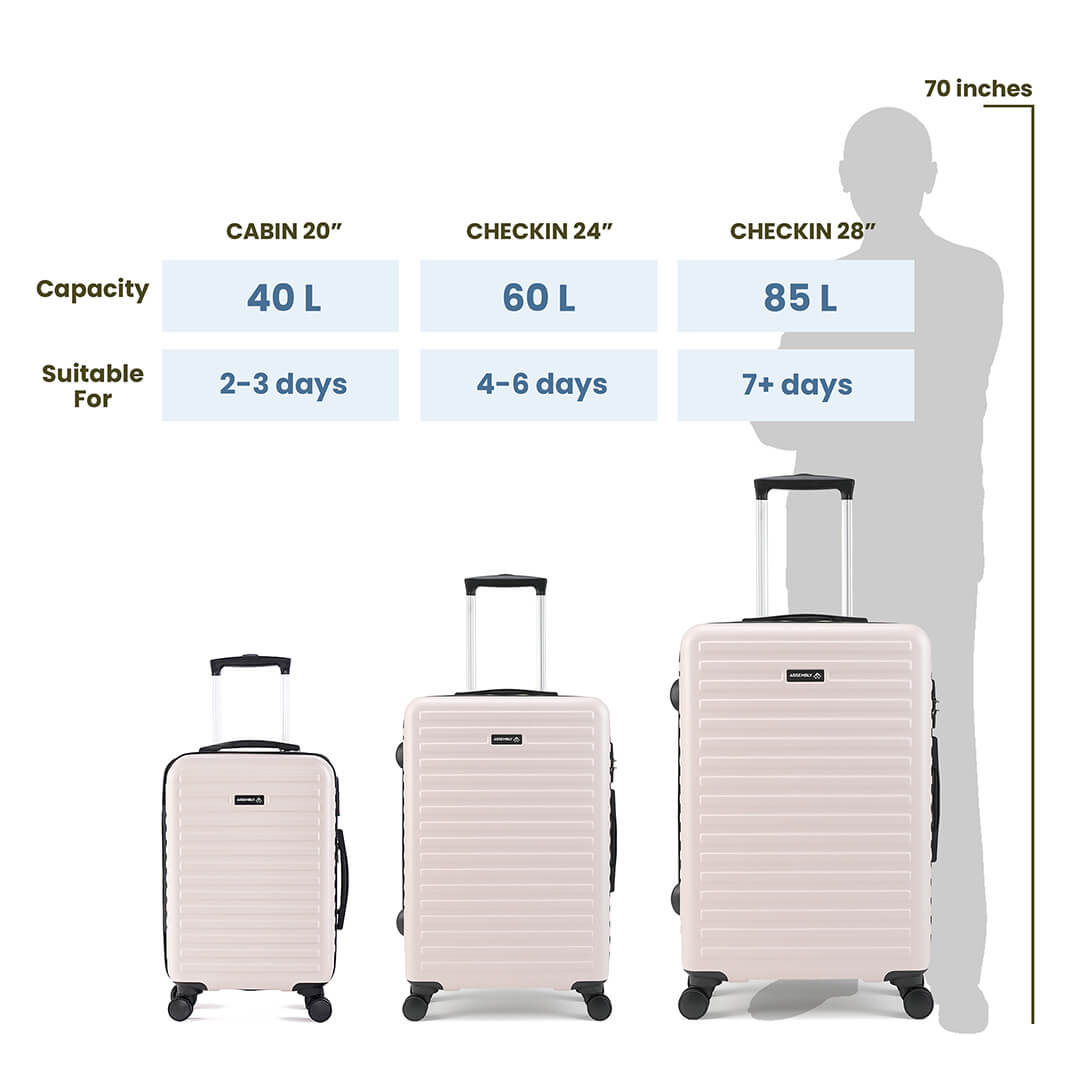 Unisex Starklite Ivory Grey Two Tone Hard-Sided Luggage (20" + 24" + 28")