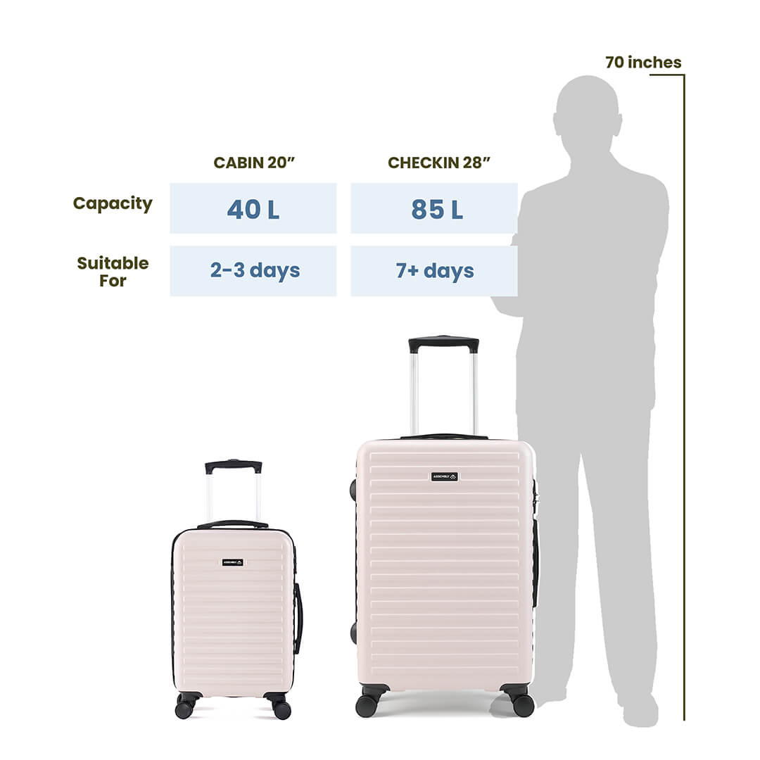 Unisex Starklite Ivory Grey Two Tone Hard-Sided Luggage (20" + 28")