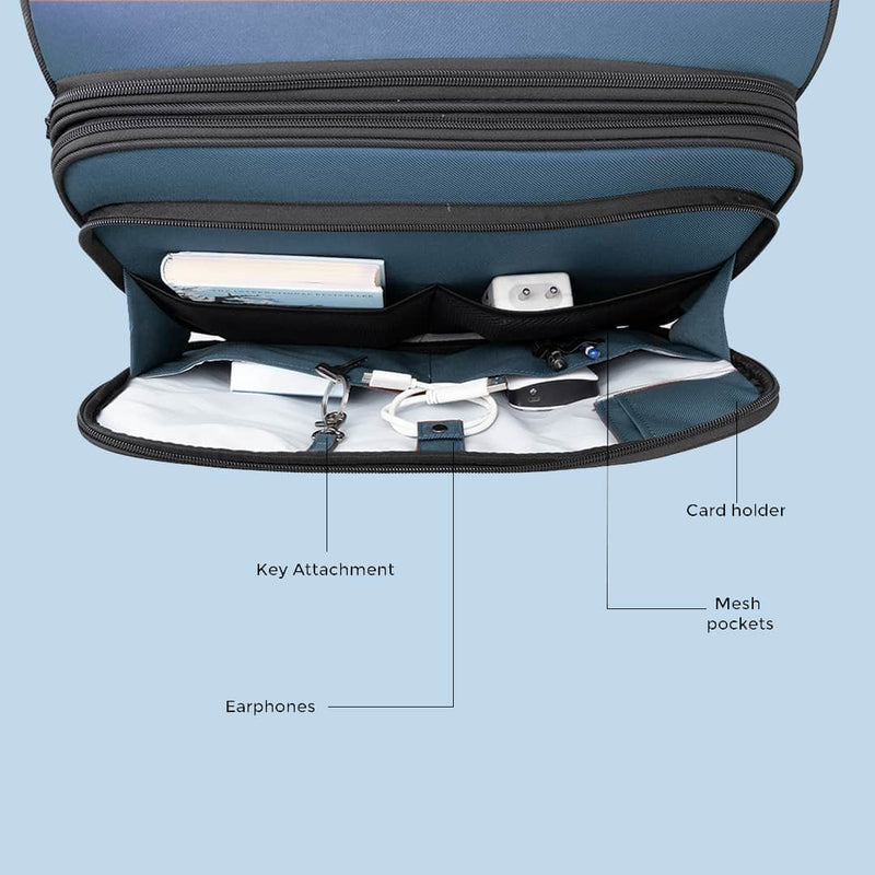 Unisex Valise Combo Blue | Overnighter Trolley with Laptop Backpack | Premium Trolley Set