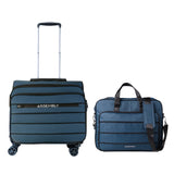 Valise Combo Blue | Overnighter Trolley with Laptop Bag | Premium Trolley Set