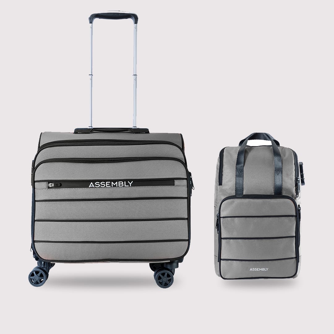 Valise Combo Grey | Overnighter Trolley with Laptop Backpack | Premium Trolley Set