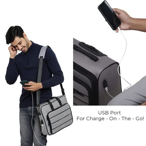 Valise Combo Grey | Overnighter Trolley with Laptop Bag | Premium Trolley Set