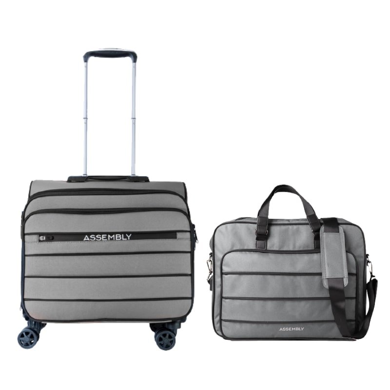 Valise Combo Grey | Overnighter Trolley with Laptop Bag | Premium Trolley Set