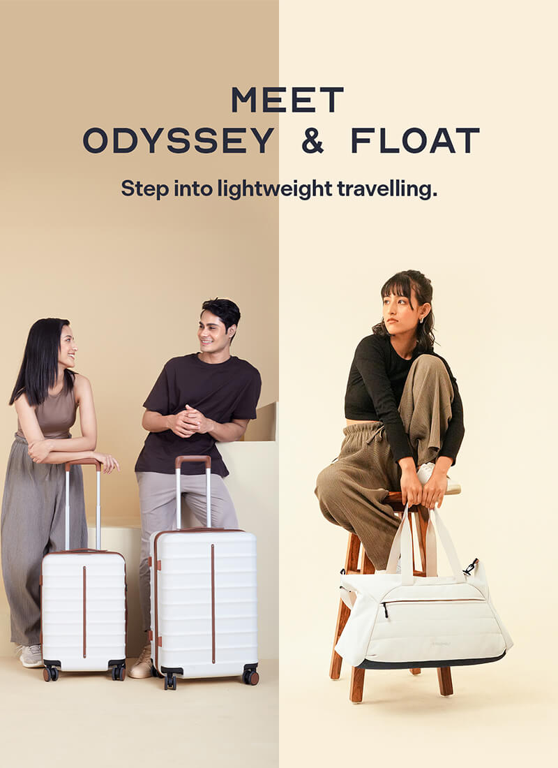 Odyssey Set of 2 & Float Duffle Combo | Sand White | Cabin+Medium Hard Luggage & Duffle