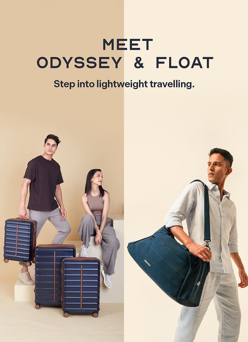 Odyssey Set of 3 & Float Duffle Combo | Ocean Blue | Cab+Med+Lar Hard Luggage & Duffle